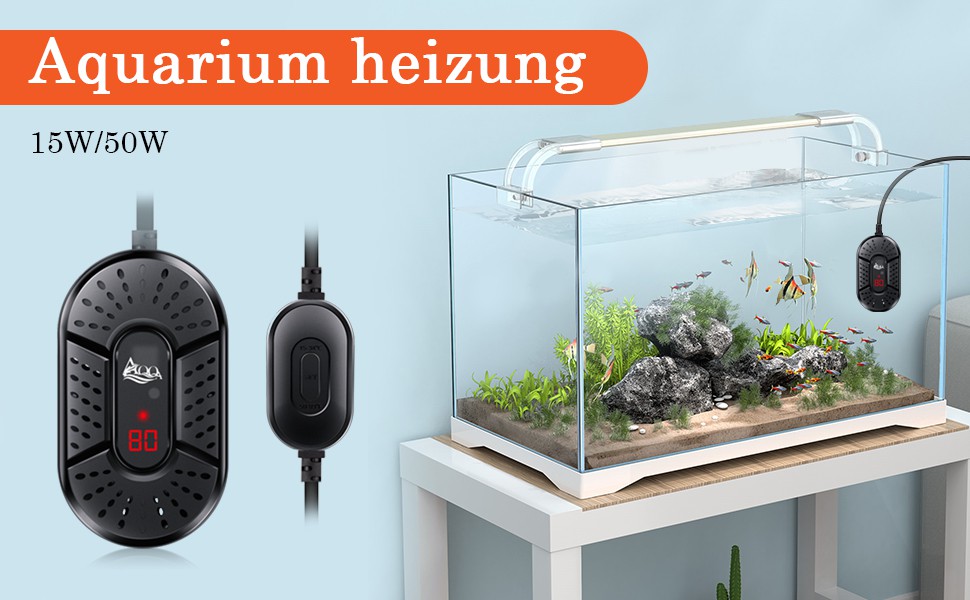 CJBIN Aquarium Heizung, 100W 30-50L Digital Fish Tank Heizung, 20-34°C  Aquarienheizung Heizstab mit Externem Controller und Eingebautem  Thermometer für Fischtanks und Aquarium : : Haustier