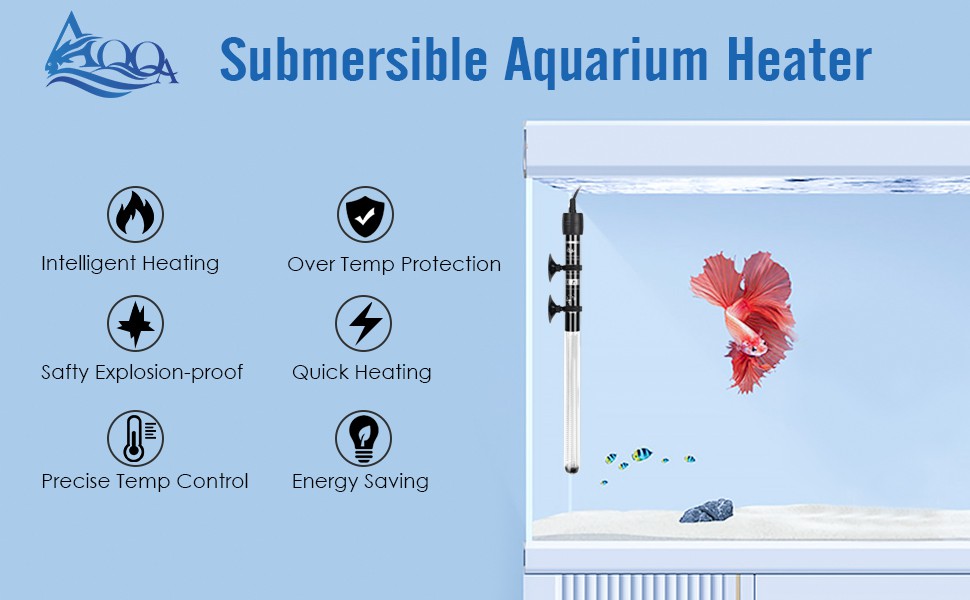  AQQA Aquarium Heater 300W for 80-95 Gallon Fish Tank Heater  Aquarium Submersible Heater Betta Fish Heater Aquarium Thermostat Heater  for Freshwater Saltwater Fish Tanks (300W for 80-95 Gal) : Pet Supplies