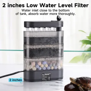A filter with 2 lines low water level standing.
