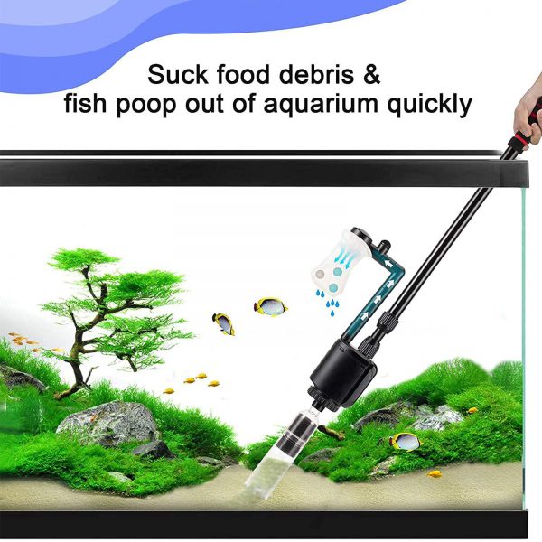 AQQA Aquarium Gravel Cleaner Siphon Kit,6 in 1 Electric Vacuum Fish Tank  Water Changer Set, Aquarium Siphon Vacuum Cleaner for Absorb Dirt, Wash  Sand Controller - AQQA-Make fish keeping easier!