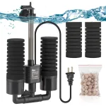 Aquarium Electric Sponge Filter with components and white background.