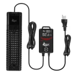 The black aqaurium heater and controller with white background.