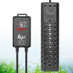 A black explosion proof aquarium heater. Comes with a remote control.
