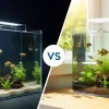 Two aquariums, one is glass aquarium and another is arylic aquarium.
