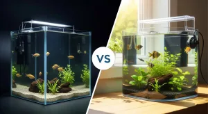 Two aquariums, one is glass aquarium and another is arylic aquarium.