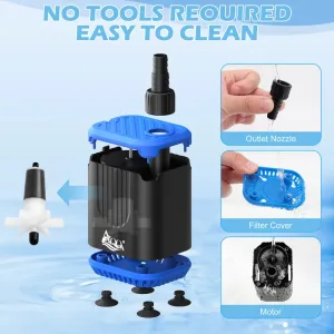 Shows different parts of a water pump.