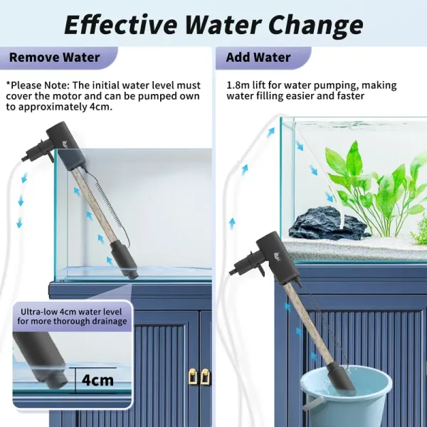 2 modes of gravel cleaner.