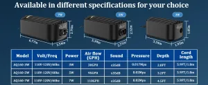 parameters of air pump