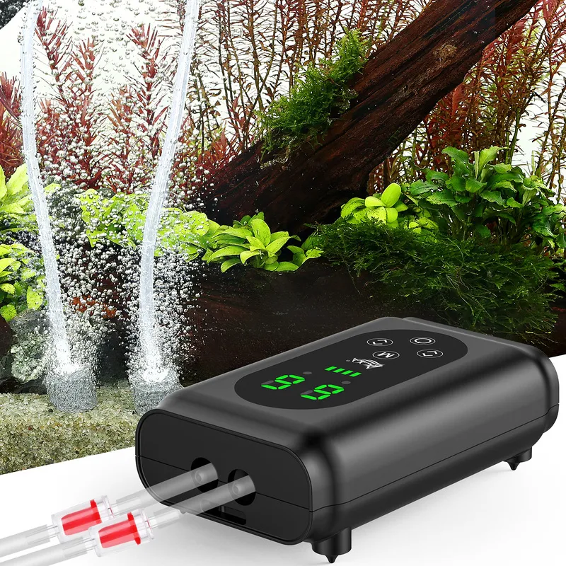 AQQA Battery Powered Aquarium Air Pump, Quiet Fish Tank Oxygen Pump AQ254