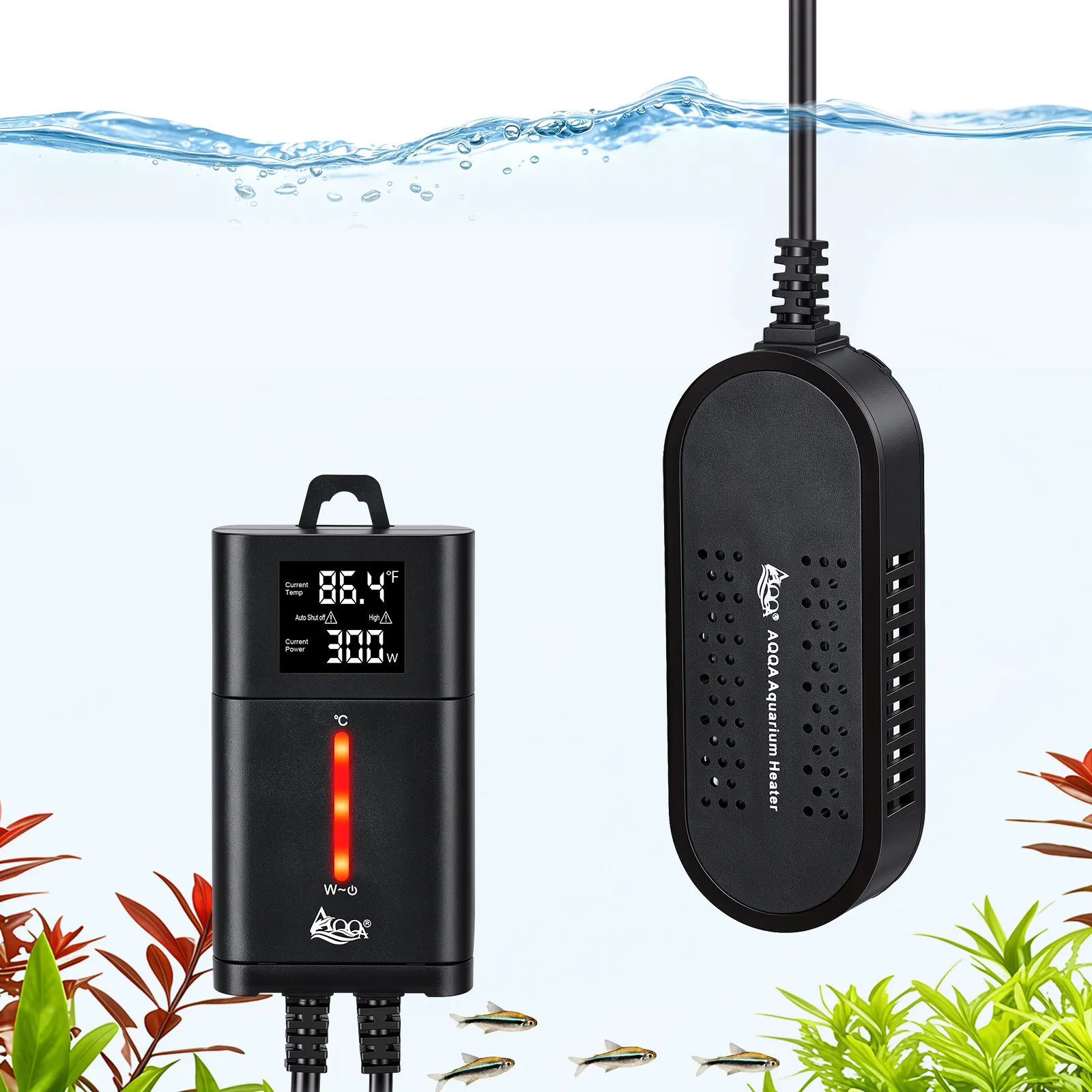 AQQA Aquarium Heater 300W for 40-75 Gallon, Digital Fish Tank Heater