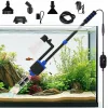 An electric aquarium vacuum gravel cleaner is working for a fish tank.