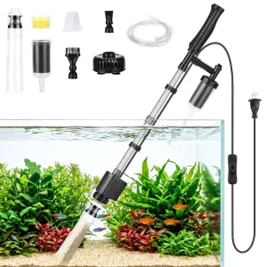 AQQA 8-in-1 Electric Fish Tank Cleaner, 320GPH Strong Suction for 14-30in Tank Height