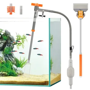Aquarium Siphon Vacuum Cleaner Kit working for fish tank cleaning.
