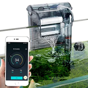 Use a phone to test how quiet the aquarium filter works.