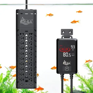 A black aquarium heater in fish tank.
