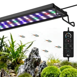 AQQA Planted Fish Tank Light With IP68 Waterproof LED,  24/7 Cycle, 9 Colors & 6 Timer Settings (30W)