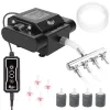 AQQA Adjustable Aquarium Air Pump, 4-Outlet Oxygen Aerator for Large Tanks & Ponds