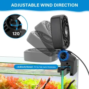 Shows adjustable fish fan.