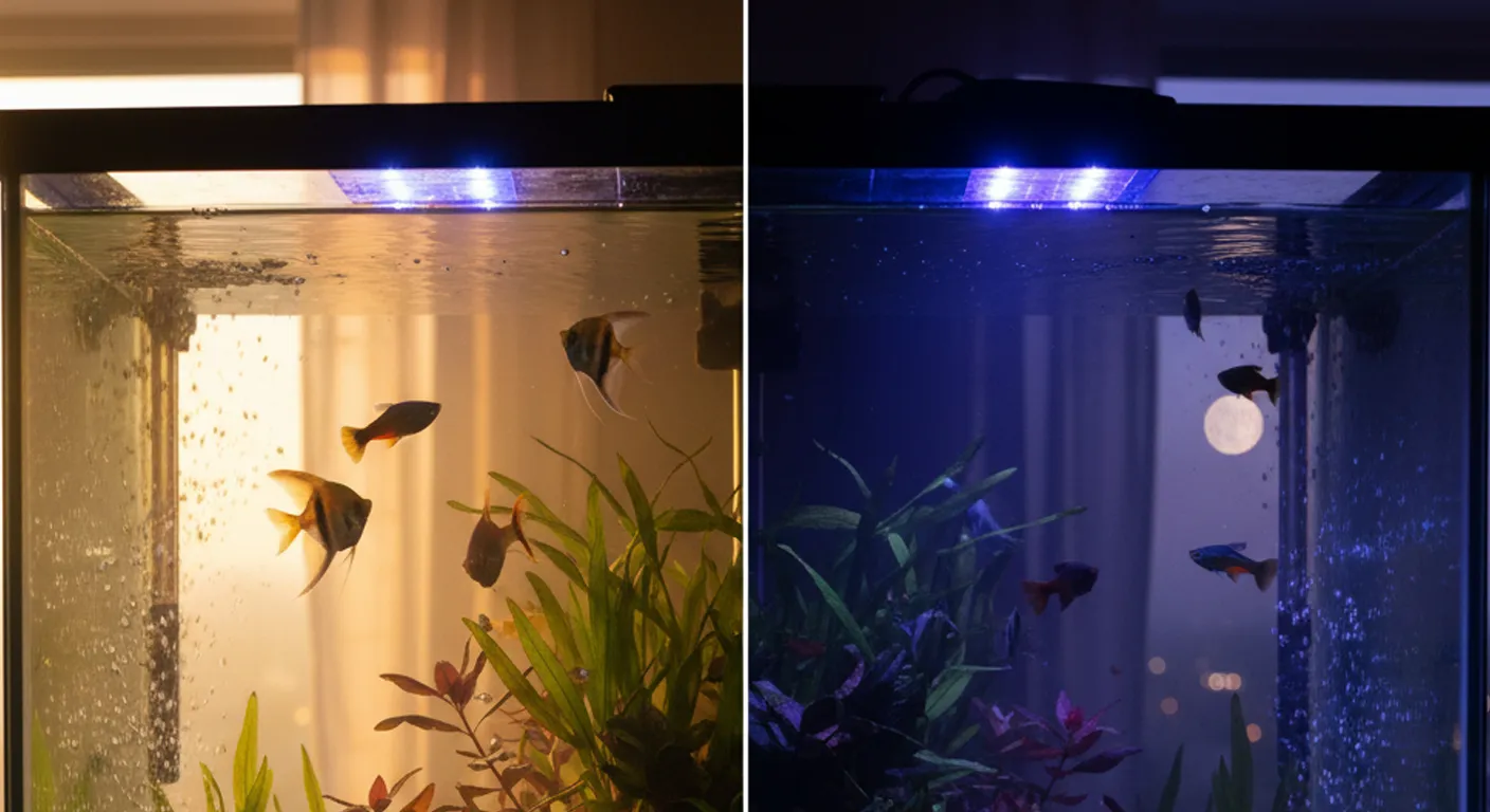 Different light under dawn and dusk model for fish tank.