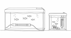 Different ways to position heater in different size of tank.