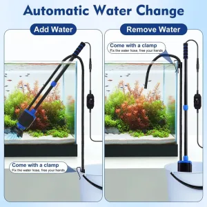 The difference between before and after using a gravel cleaner to clean the fish tank.