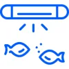 Icon shows fish is shined by aquarium light.
