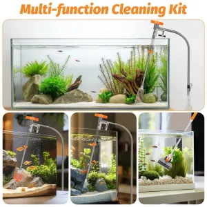 Multifunctional aquarium siphon cleaner applied in different fish tank.