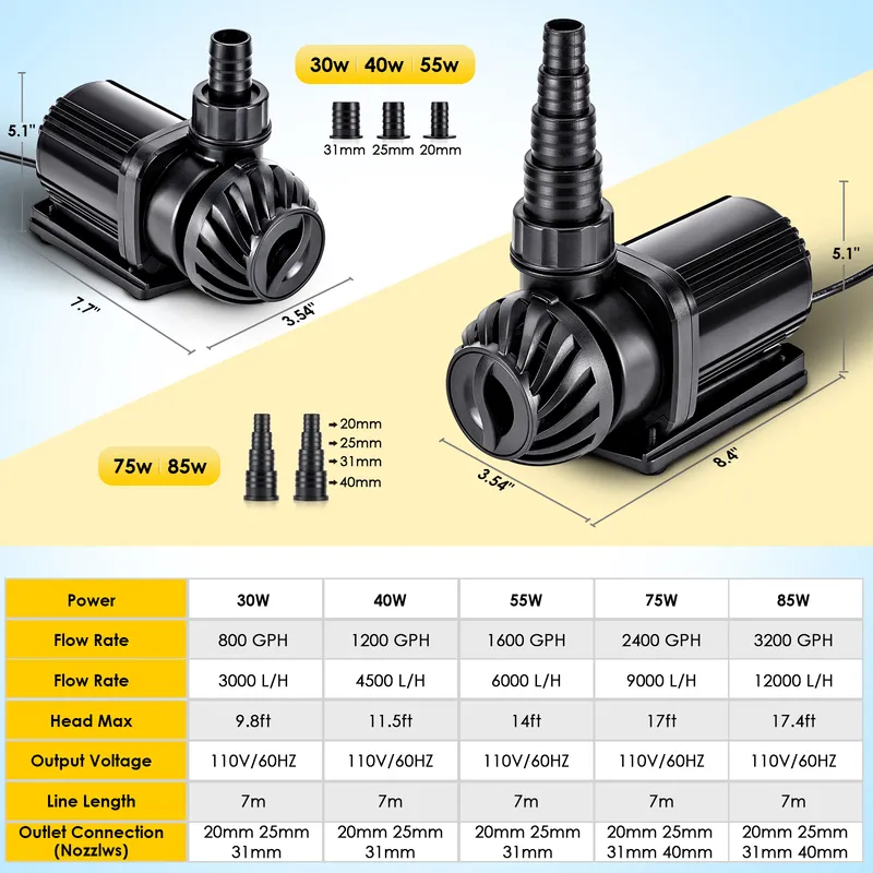 Parameters of different sizes Aquarium Water Pump AQ006