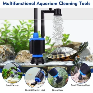 The detail of the aquarium gravel cleaner.