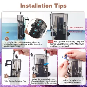 5 steps to install the aquarium protein skimmer.