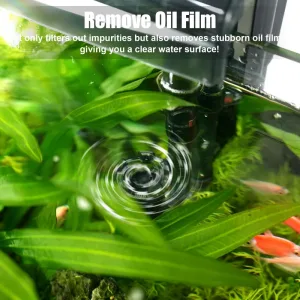 Aquarium filter is removing the oil film.