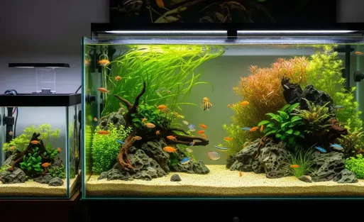 2 different size tank side by side on the stand.