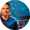 A man with an aquarium.
