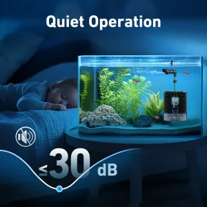 lower than 30dB noise from an aquarium filter.