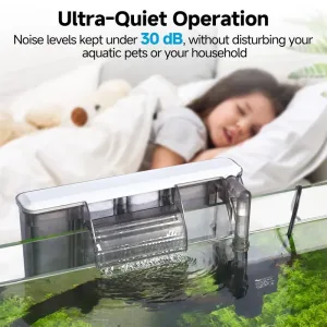 A child sleeping peacefuly with an ultra quiet fliter working.